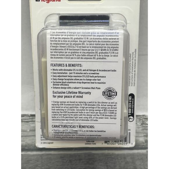 Legrand Pass & Seymour Wide Slide Dimmer Single Pole WSCL450TCCCV4. {3}. - Picture 6 of 13